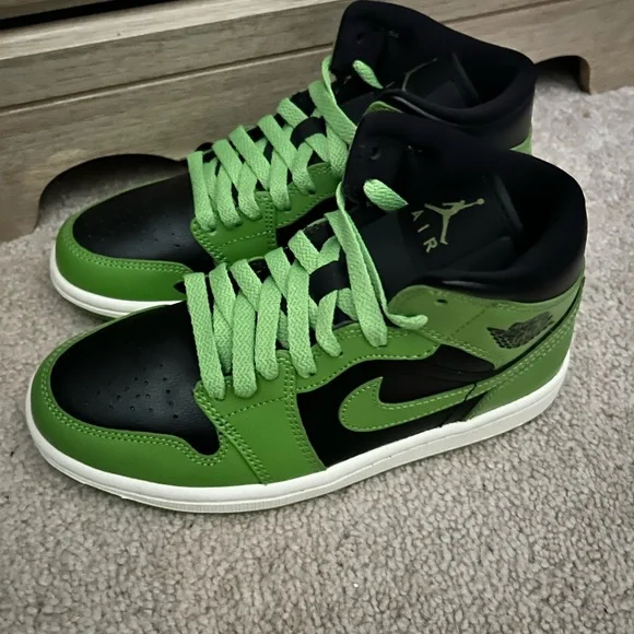 Jordan Green and Black High-Top Sneakers-Women’s - Picture 1 of 6
